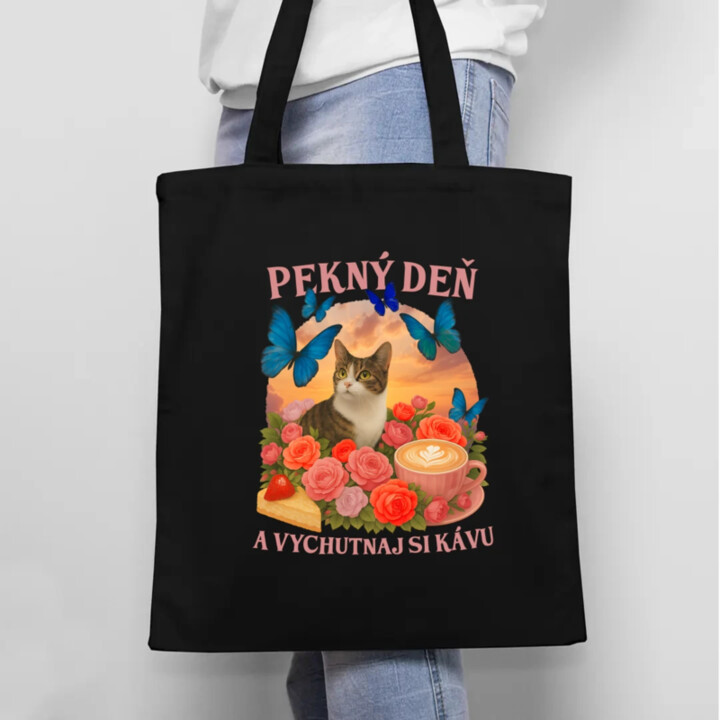 Pekný deň a vychutnaj si kávu - taška s potlačou