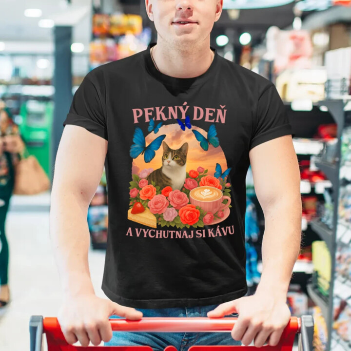Pekný deň a vychutnaj si kávu - pánske tričko s potlačou