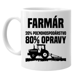 farmár - 20 % poľnohospodárstvo, 80 % opravy - keramický hrnček s potlačou