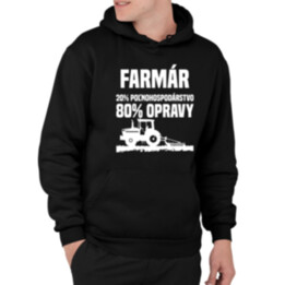 farmár - 20 % poľnohospodárstvo, 80 % opravy  - pánska mikina s potlačou