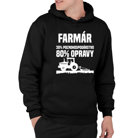 farmár - 20 % poľnohospodárstvo, 80 % opravy  - pánska mikina s potlačou