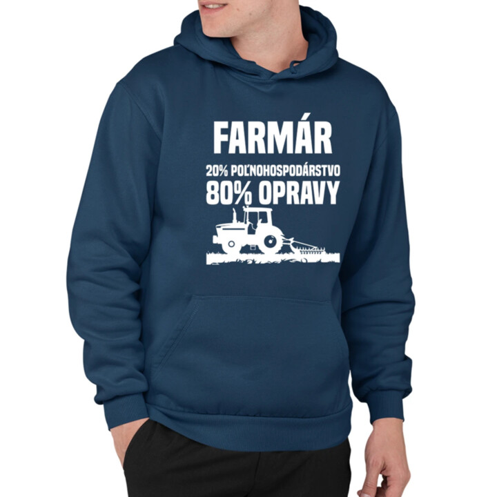 farmár - 20 % poľnohospodárstvo, 80 % opravy  - pánska mikina s potlačou