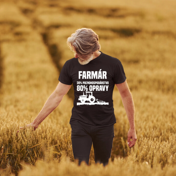 farmár - 20 % poľnohospodárstvo, 80 % opravy - pánske tričko s potlačou
