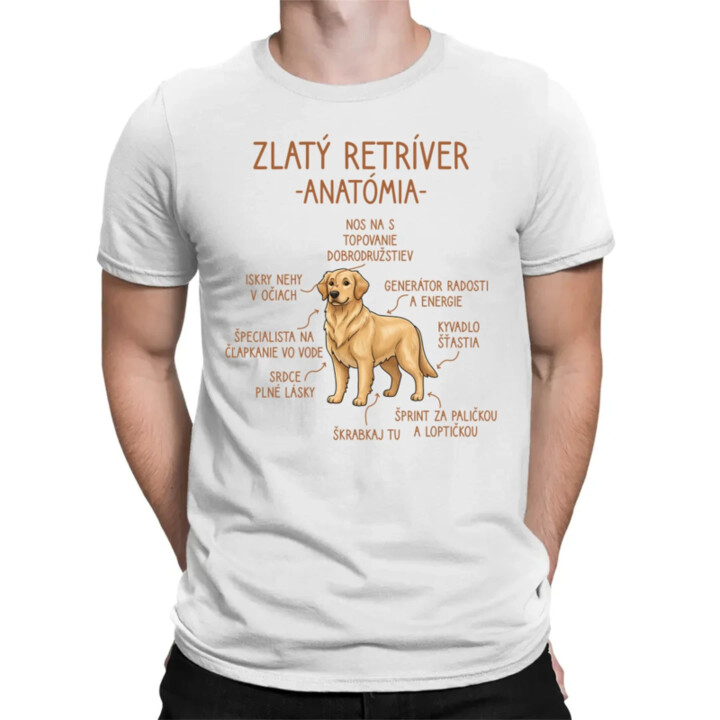 Zlatý retríver – anatómia - pánske tričko s potlačou