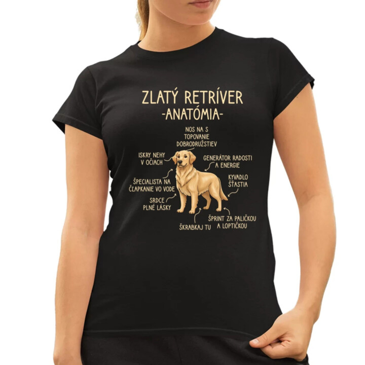 Zlatý retríver – anatómia - dámske tričko s potlačou