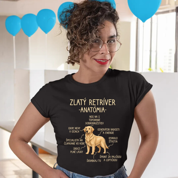 Zlatý retríver – anatómia - dámske tričko s potlačou