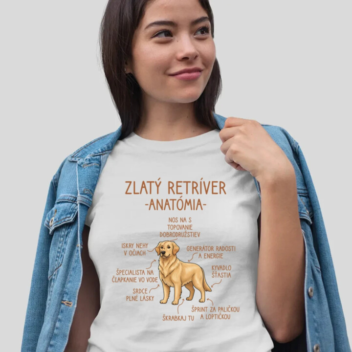 Zlatý retríver – anatómia - dámske tričko s potlačou
