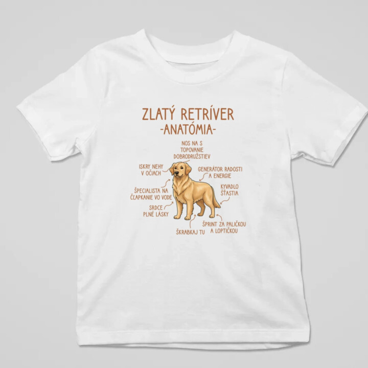 Zlatý retríver – anatómia - detské tričko s potlačou