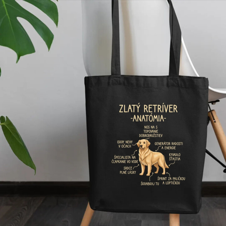 Zlatý retríver – anatómia - taška s potlačou