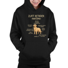 Zlatý retríver – anatómia - detská mikina s kapucňou
