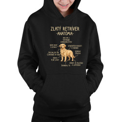 Zlatý retríver – anatómia - detská mikina s kapucňou