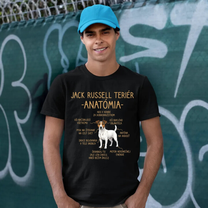 Jack Russell teriér – anatómia - pánske tričko s potlačou