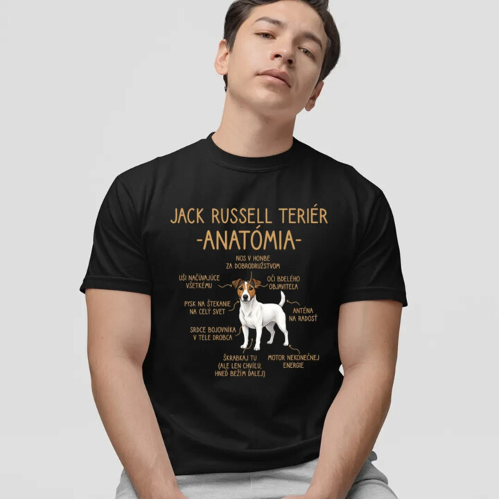 Jack Russell teriér – anatómia - pánske tričko s potlačou