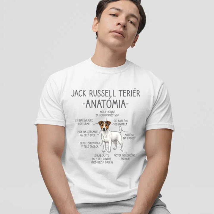 Jack Russell teriér – anatómia - pánske tričko s potlačou