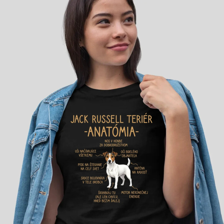 Jack Russell teriér – anatómia - dámske tričko s potlačou