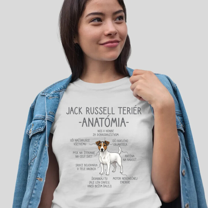 Jack Russell teriér – anatómia - dámske tričko s potlačou
