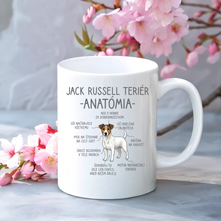 Jack Russell teriér – anatómia - keramický hrnček s potlačou