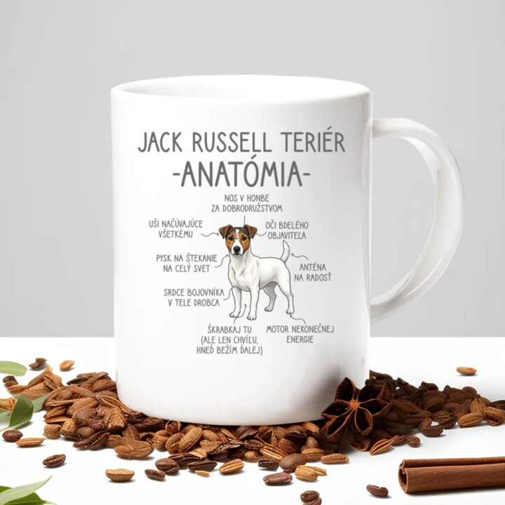 Jack Russell teriér – anatómia - keramický hrnček s potlačou