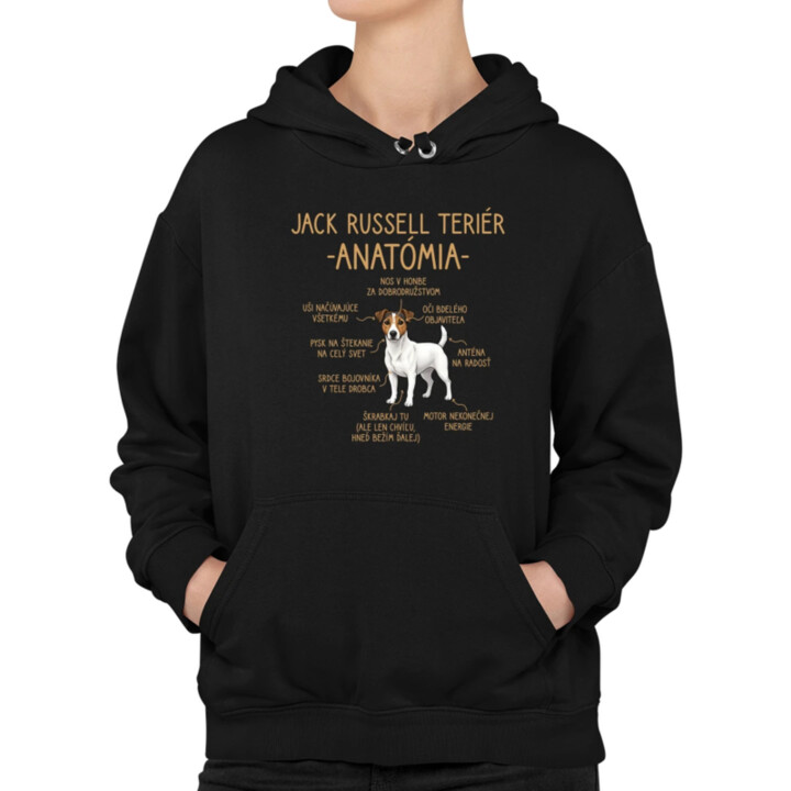 Jack Russell teriér – anatómia  - dámska mikina s potlačou