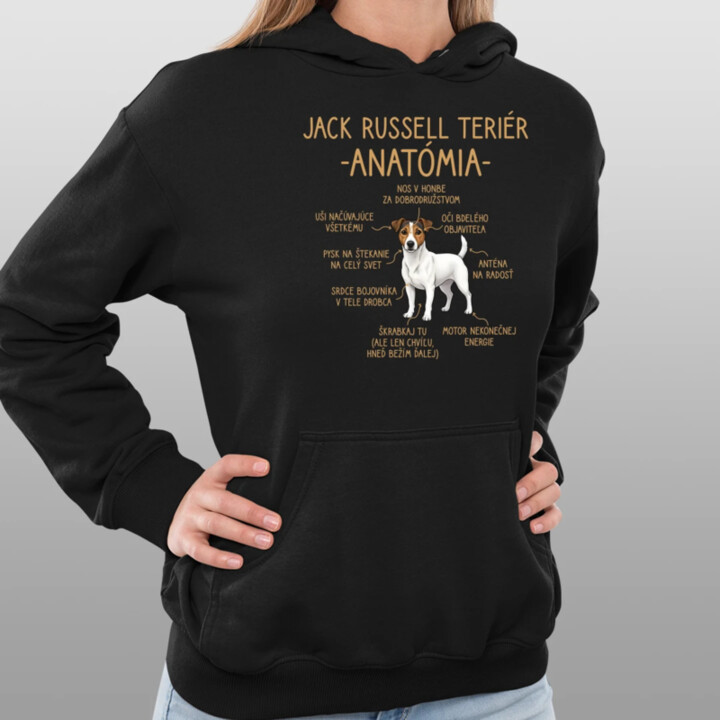 Jack Russell teriér – anatómia  - dámska mikina s potlačou