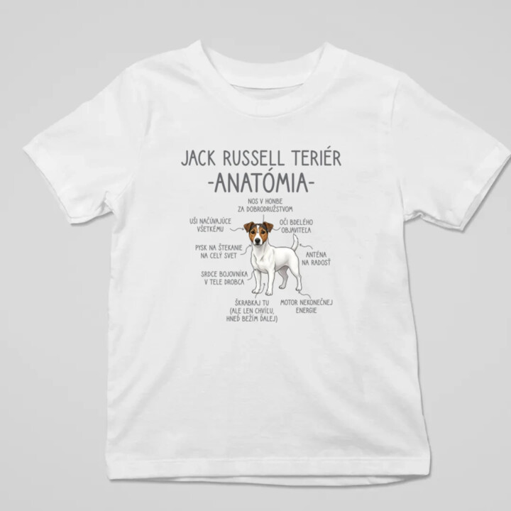 Jack Russell teriér – anatómia - detské tričko s potlačou