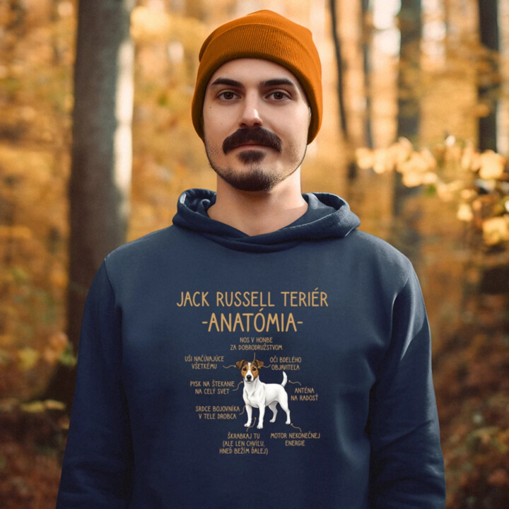 Jack Russell teriér – anatómia  - pánska mikina s potlačou