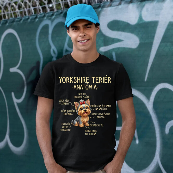 Yorkshire teriér – anatómia - pánske tričko s potlačou