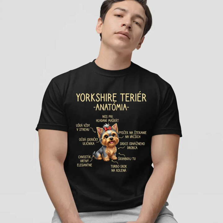Yorkshire teriér – anatómia - pánske tričko s potlačou