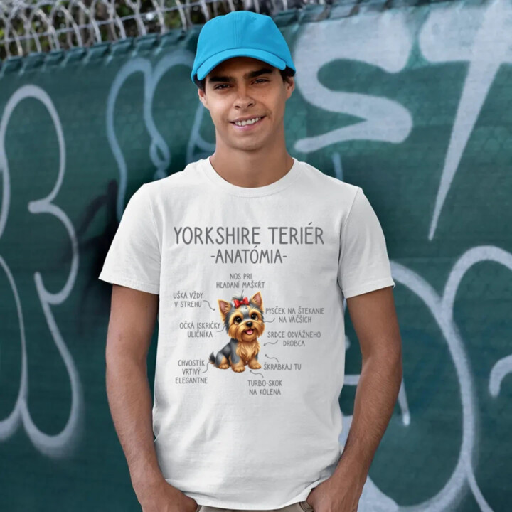 Yorkshire teriér – anatómia - pánske tričko s potlačou