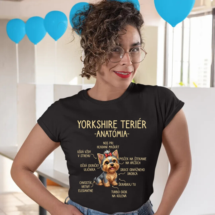 Yorkshire teriér – anatómia - dámske tričko s potlačou