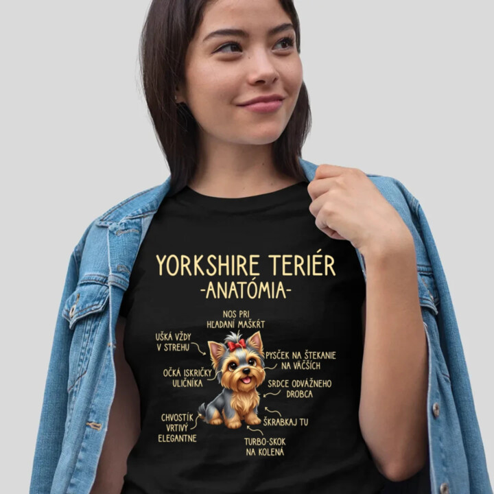 Yorkshire teriér – anatómia - dámske tričko s potlačou