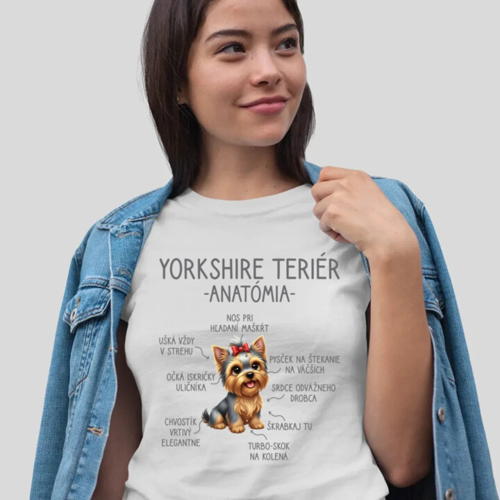 Yorkshire teriér – anatómia - dámske tričko s potlačou