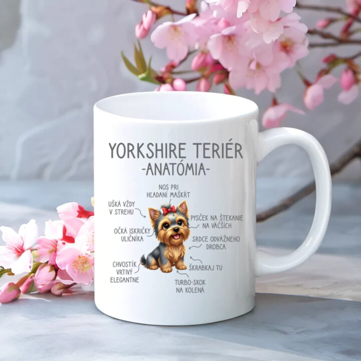 Yorkshire teriér – anatómia - keramický hrnček s potlačou