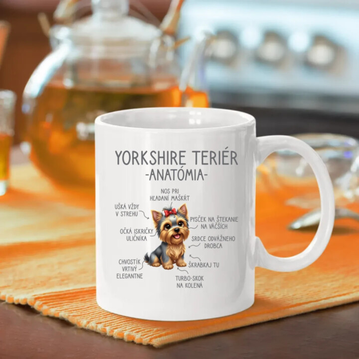 Yorkshire teriér – anatómia - keramický hrnček s potlačou