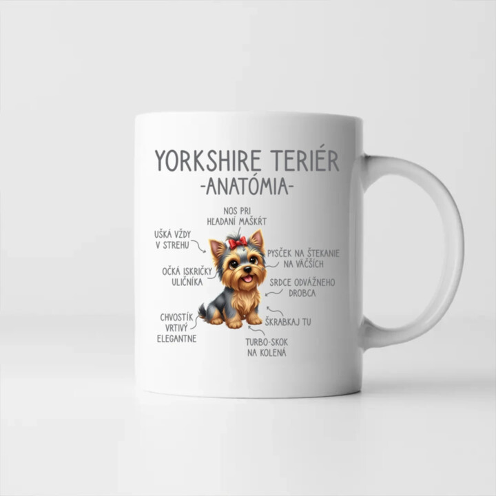 Yorkshire teriér – anatómia - keramický hrnček s potlačou