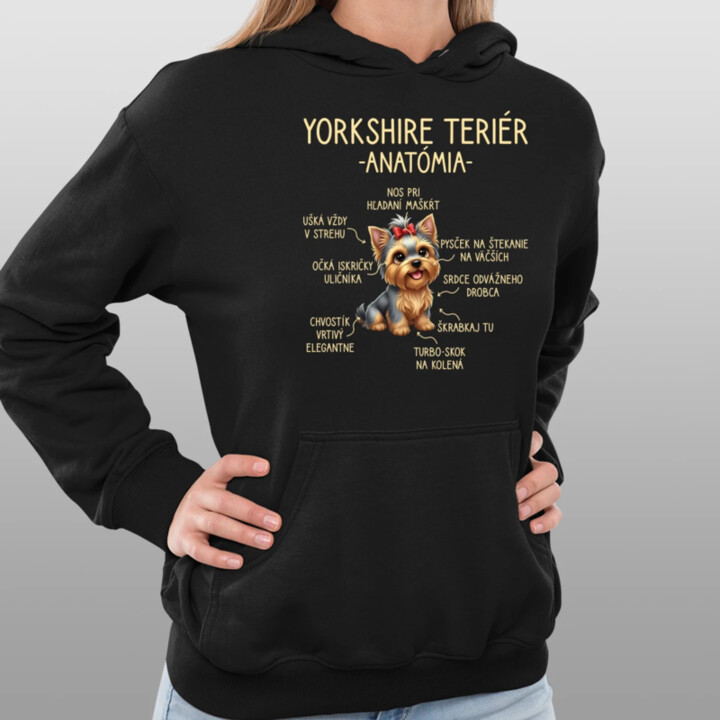 Yorkshire teriér – anatómia  - dámska mikina s potlačou