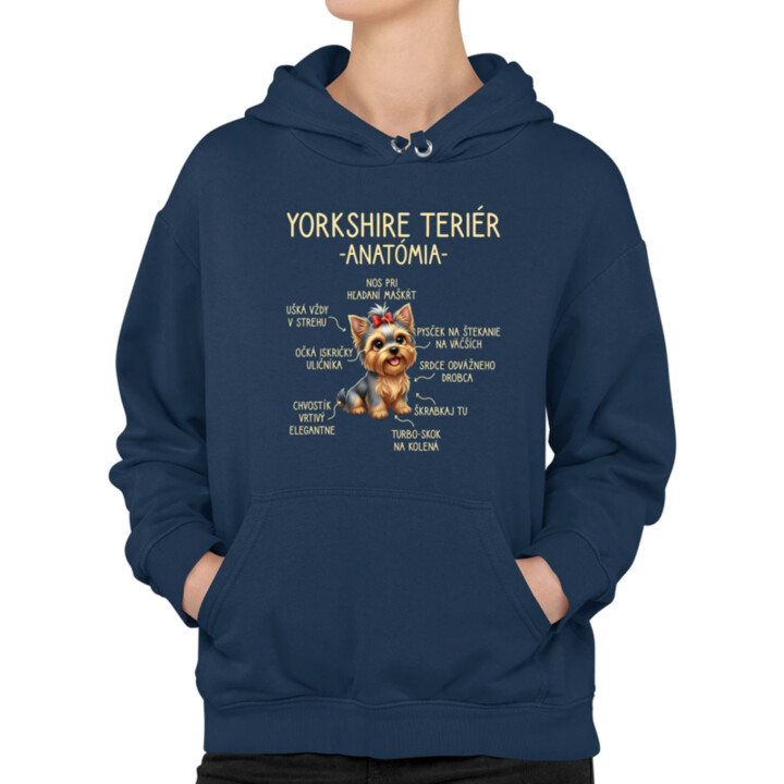 Yorkshire teriér – anatómia  - dámska mikina s potlačou
