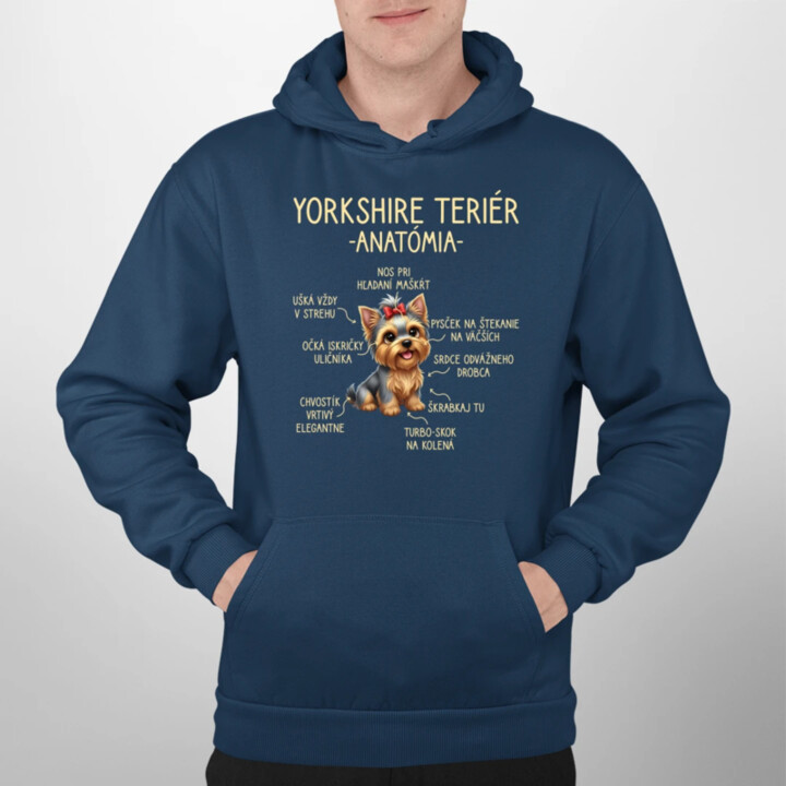 Yorkshire teriér – anatómia  - pánska mikina s potlačou