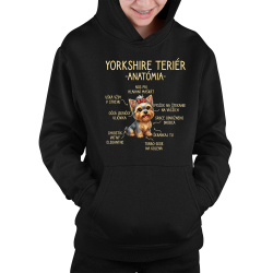Yorkshire teriér – anatómia - detská mikina s kapucňou