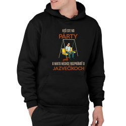 Keď ste na párty a nikto nechce rozprávať o jazvečíkoch  - pánska mikina s potlačou