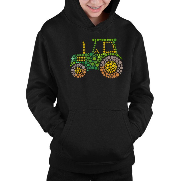 Traktor - deň bodky - detská mikina s kapucňou