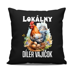 Lokálny díler vajíčok - čierny vankúš s potlačou
