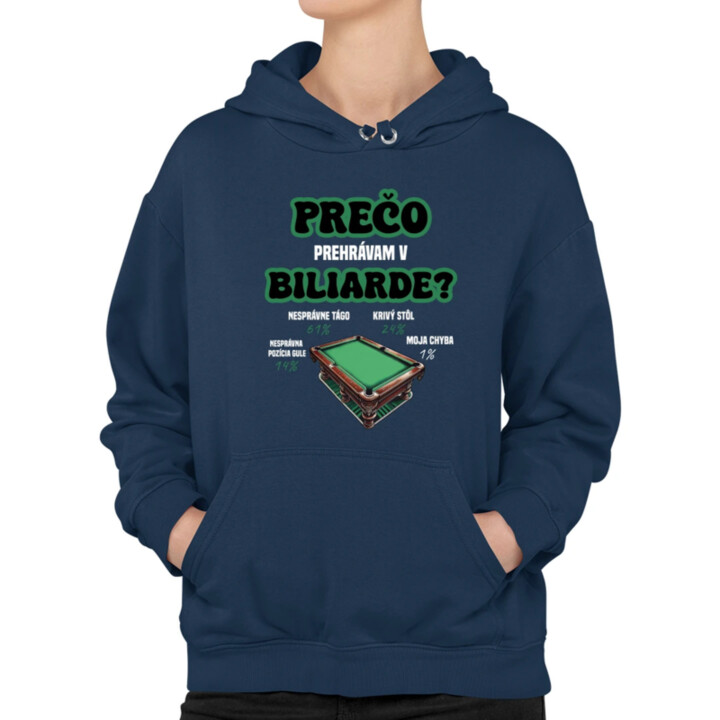 Prečo prehrávam v biliarde?  - dámska mikina s potlačou