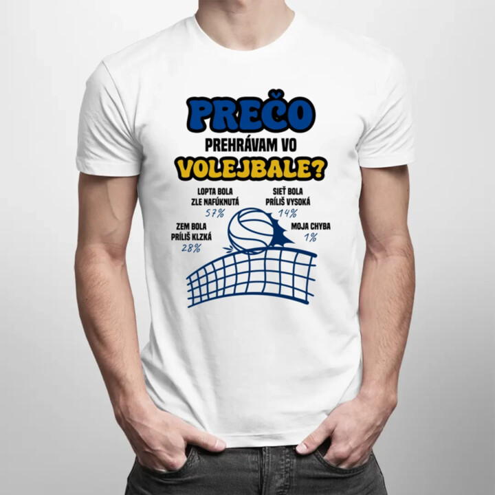 Prečo prehrávam vo volejbale?   - pánske tričko s potlačou