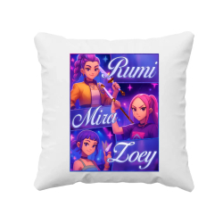 Rumi, Mira a Zoey - Huntrix - vankúš s potlačou pre fanúšikov filmu KPop Demon Hunters