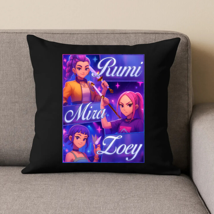 Rumi, Mira a Zoey - čierny vankúš s potlačou