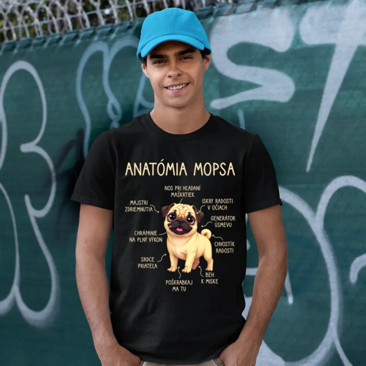 Anatómia mopsa - pánske tričko s potlačou