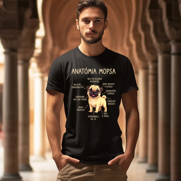 Anatómia mopsa - pánske tričko s potlačou