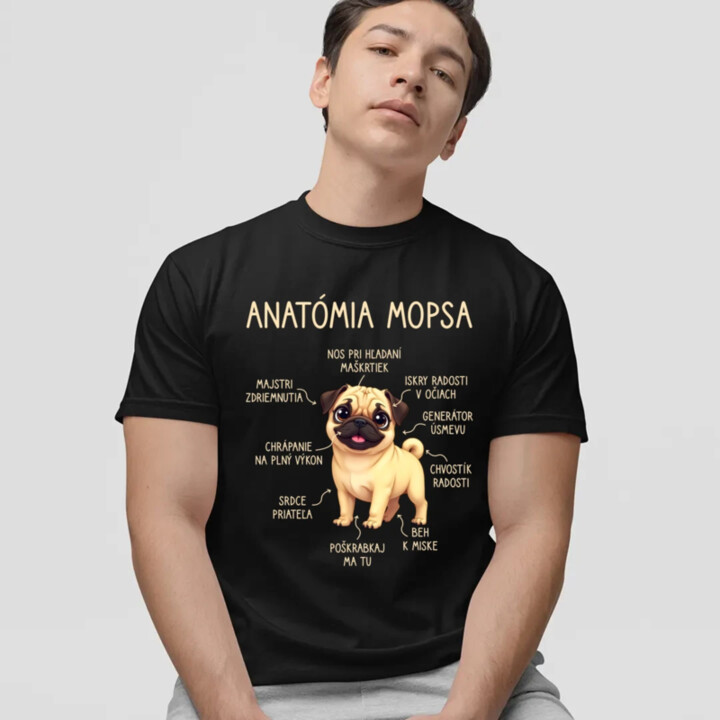Anatómia mopsa - pánske tričko s potlačou