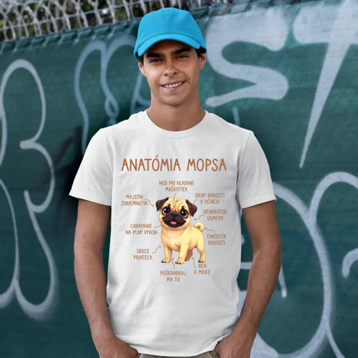 Anatómia mopsa - pánske tričko s potlačou
